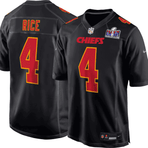 Kansas City Chiefs #4 Rashee Rice Black 2024 Super Bowl LVIII Patch Limited Stitched Game Jersey