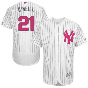 Yankees #21 Paul O'Neill White Strip Flexbase Authentic Collection 2016 Mother's Day Stitched Jersey