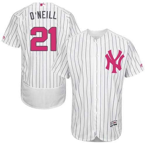 Yankees #21 Paul O'Neill White Strip Flexbase Authentic Collection 2016 Mother's Day Stitched Jersey