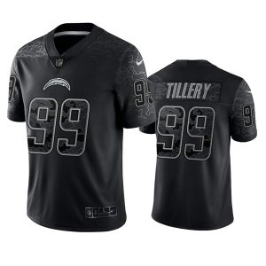 Los Angeles Chargers #99 Jerry Tillery Black Reflective Limited Stitched Football Jersey