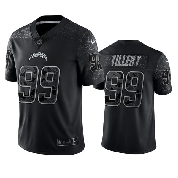 Los Angeles Chargers #99 Jerry Tillery Black Reflective Limited Stitched Football Jersey