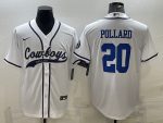 Dallas Cowboys #20 Tony Pollard White With Patch Cool Base Stitched Jersey