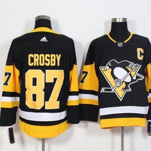 Pittsburgh Penguins #87 Sidney Crosby Black Fashion Gold Stitched Jersey