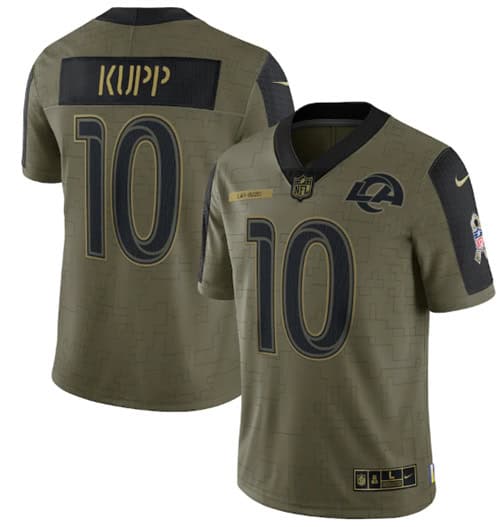 Los Angeles Rams #10 Cooper Kupp 2021 Olive Salute To Service Limited Stitched Jersey