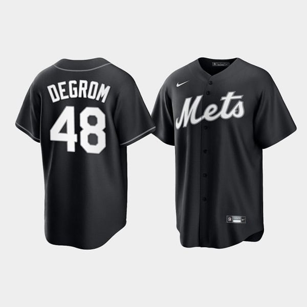 New York Mets #48 Jacob DeGrom Black Cool Base Stitched Baseball Jersey