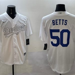 Los Angeles Dodgers #50 Mookie Betts White Fashion Cool Base Stitched Jersey