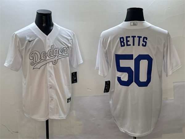 Los Angeles Dodgers #50 Mookie Betts White Fashion Cool Base Stitched Jersey