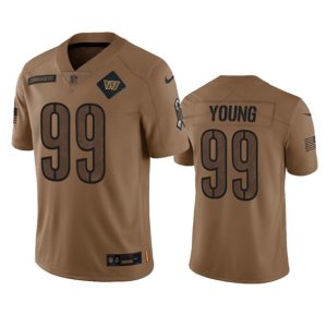 Washington Commanders #99 Chase Young 2023 Brown Salute To Service Limited Stitched Jersey