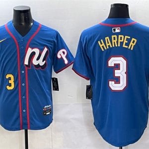National League #3 Bryce Harper Blue 2025 All-Star Edition Limited Stitched Jersey