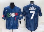 Los Angeles Dodgers #7 Julio Urias Navy Mexico World Series Cool Base Stitched Baseball Jersey