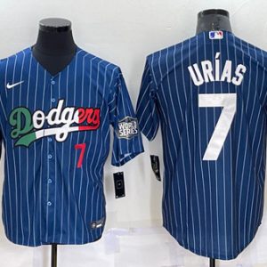 Los Angeles Dodgers #7 Julio Urias Navy Mexico World Series Cool Base Stitched Baseball Jersey
