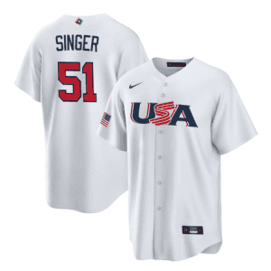USA #51 Brady Singer 2023 White World Classic Stitched Jersey