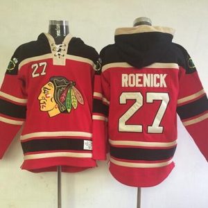 Blackhawks #27 Jeremy Roenick Red Sawyer Hooded Sweatshirt Stitched Jersey