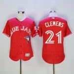 Blue Jays #21 Roger Clemens Red Flexbase Authentic Collection Canada Day Stitched Jersey