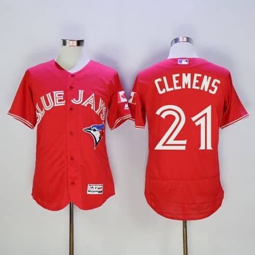 Blue Jays #21 Roger Clemens Red Flexbase Authentic Collection Canada Day Stitched Jersey