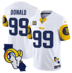 Los Angeles Rams #99 Aaron Donald White 2025 4-Star C Patch F.U.S.E. V2 Limited Stitched Jersey