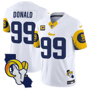 Los Angeles Rams #99 Aaron Donald White 2025 4-Star C Patch F.U.S.E. V2 Limited Stitched Jersey