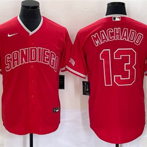 San Diego Padres #13 Manny Machado Red Cool Base Stitched Jersey