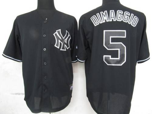 Yankees #5 Joe DiMaggio Black Fashion Stitched Jersey