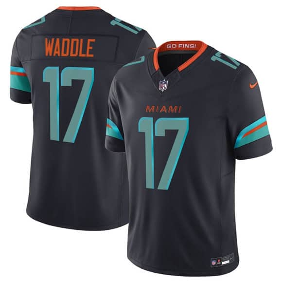Miami Dolphins #17 Jaylen Waddle Black 2025 F.U.S.E. ¡°Rivalries¡± Vapor Limited Football Stitched Jersey