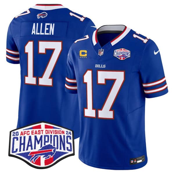 Buffalo Bills #17 Josh Allen Royal 2024-25 F.U.S.E. AFC East Division Champions With 4-Star C Patch Limited Stitched Jersey