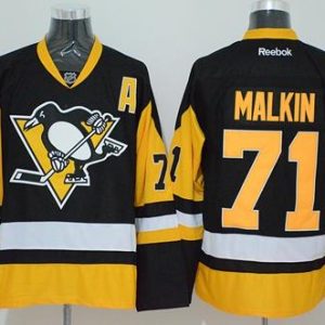 Penguins #71 Evgeni Malkin Black Alternate Stitched Jersey