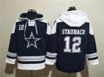 Dallas Cowboys #12 Roger Staubach Navy Ageless Must-Have Lace-Up Pullover Hoodie