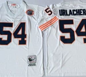 Mitchell Ness Bears #54 Brian Urlacher White Big No. Throwback Stitched Jersey