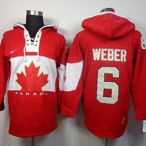 Olympic CA. #6 Shea Weber Red Sawyer Hooded Sweatshirt Stitched Jersey