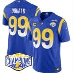 Los Angeles Rams #99 Aaron Donald Blue 2024 NFC West Champions With 4-Star C Patch F.U.S.E. Vapor Untouchable Stitched Jersey