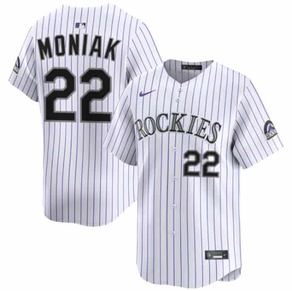 Colorado Rockies #22 Mickey Moniak White Home Limited Stitched Jersey
