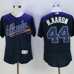 Braves #44 Hank Aaron Navy Blue Flexbase Authentic Collection Stitched Jersey