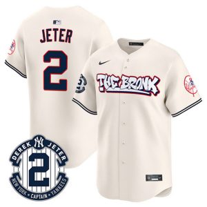New York Yankees #2 Derek Jeter Cream The Bronx Graffiti V2 Vapor Limited Stitched Jersey