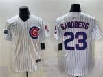 Chicago Cubs #23 Ryne Sandberg White Pinstripe 'Ryne Sandberg Tribute' Vapor Limited V2 Stitched Jersey
