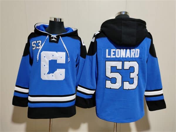 Indianapolis Colts #53 Shaquille Leonard Blue Ageless Must-Have Lace-Up Pullover Hoodie