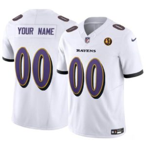 Baltimore Ravens Custom White 2023 F.U.S.E. With John Madden Patch Vapor Limited Jersey