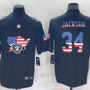 Las Vegas Raiders #34 Bo Jackson Black USA Flag Limited Stitched Jersey