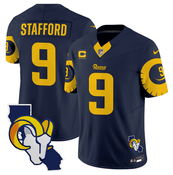 Los Angeles Rams #9 Matthew Stafford Navy 2025 4-Star C Patch F.U.S.E. V2 Limited Stitched Jersey