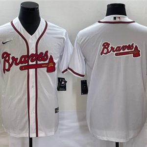 Atlanta Braves White Team Big Logo Cool Base Stitched Jersey