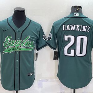 Philadelphia Eagles #20 Brian Dawkins Green With Patch Cool Base Stitched Baseball Jersey
