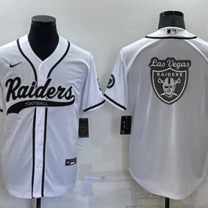Las Vegas Raiders White Team Big Logo With Patch Cool Base Stitched Baseball Jersey