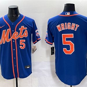 New York Mets #5 David Wright Blue With Patch Cool Base Stitched Jersey