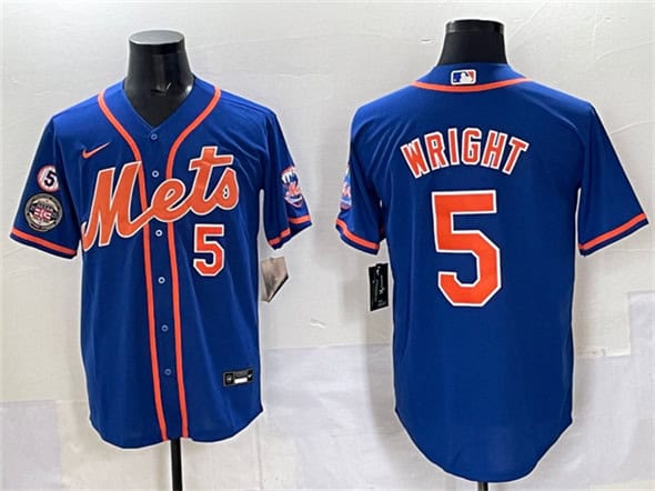 New York Mets #5 David Wright Blue With Patch Cool Base Stitched Jersey