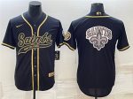 New Orleans Saints Black Gold Team Big Logo With Patch Cool Base Stitched Jersey