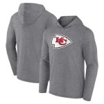 Kansas City Chiefs Heather Gray Primary Logo Long Sleeve Hoodie
