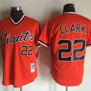 Mitchell And Ness Giants #22 Will Clark Orange Throwback Stitched Jerseys