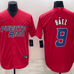 Puerto Rico #9 Javier B¨¢ez 2023 Red World Classic Stitched Jersey