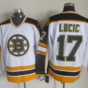 Bruins #17 Milan Lucic White Black CCM Throwback Stitched Jersey