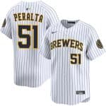 Milwaukee Brewers #51 Freddy Peralta White Alternate Limited Stitched Jersey
