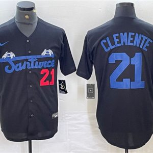 Santurce Crabbers #21 Roberto Clemente Black Cool Base Stitched Jersey